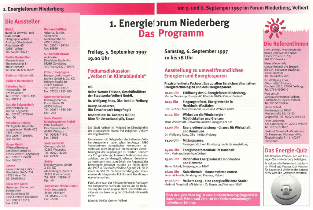 Das Programm des Energieforums Niederberg